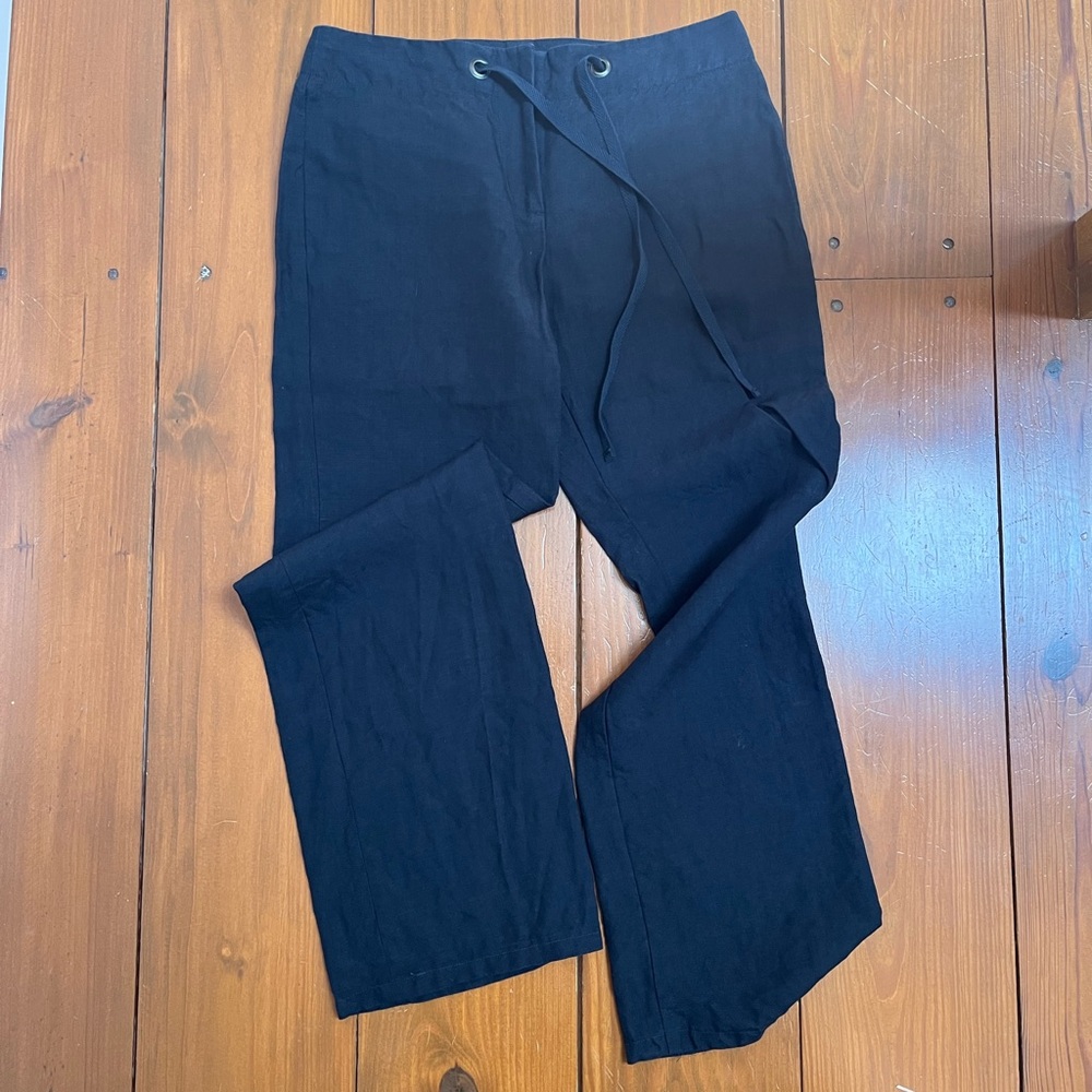 J. Crew Navy Blue Linen Tie-waist Pant - Picture 2 of 5